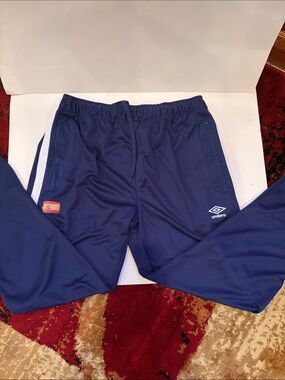 Umbro Men's Dark Blue Athletic Joggers with White Stripe